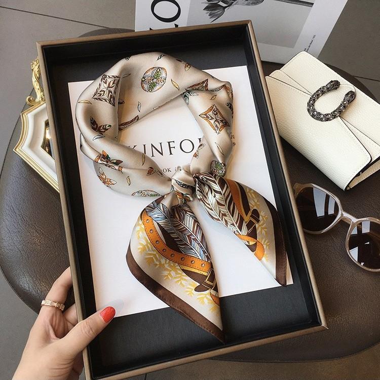 New 70 Small Square Scarf Silk Scarf Retro Three-Dimensional Letter Printing Silk Scarf Business Wear Scarf Artificial Silk Scarf Wholesale