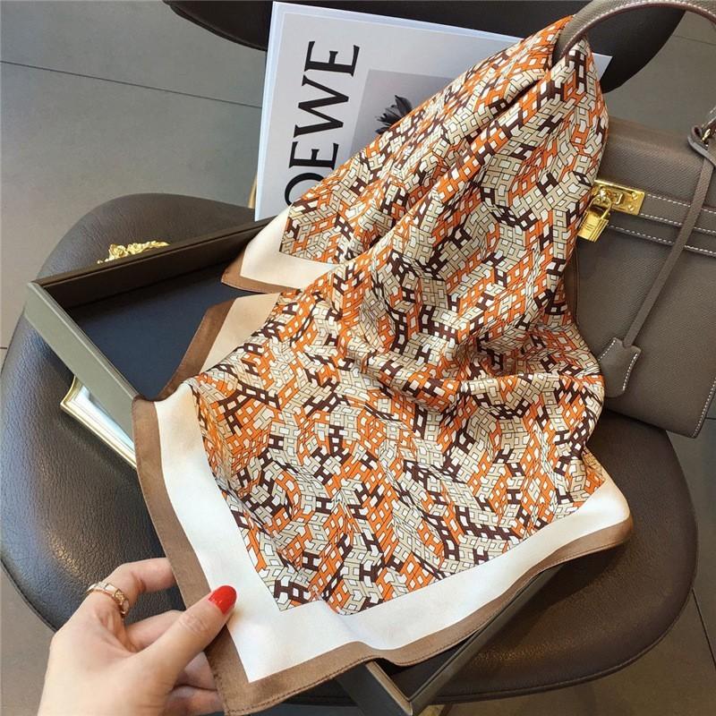 New 70 Small Square Scarf Silk Scarf Retro Three-Dimensional Letter Printing Silk Scarf Business Wear Scarf Artificial Silk Scarf Wholesale