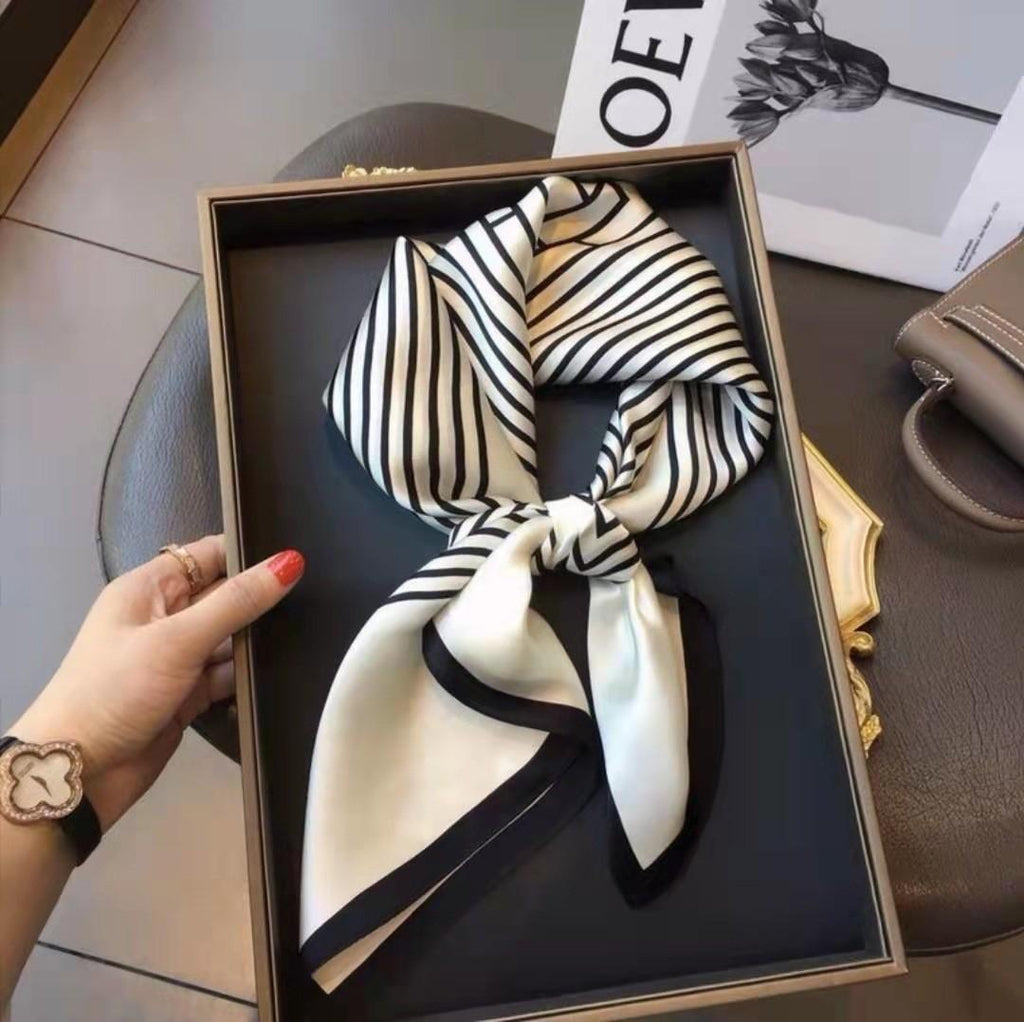 New 70 Small Square Scarf Silk Scarf Retro Three-Dimensional Letter Printing Silk Scarf Business Wear Scarf Artificial Silk Scarf Wholesale
