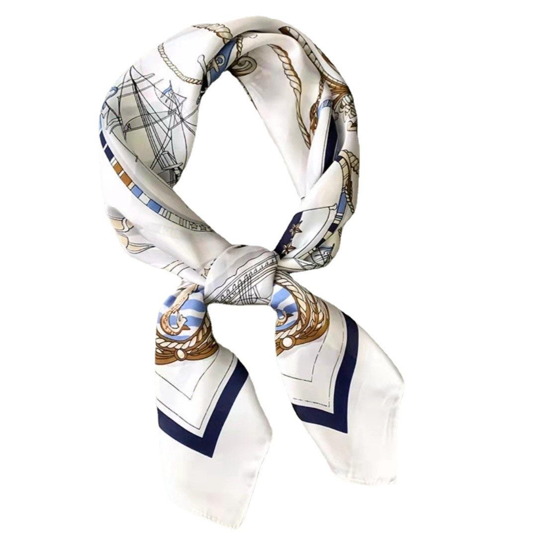 New 70 Small Square Scarf Silk Scarf Retro Three-Dimensional Letter Printing Silk Scarf Business Wear Scarf Artificial Silk Scarf Wholesale