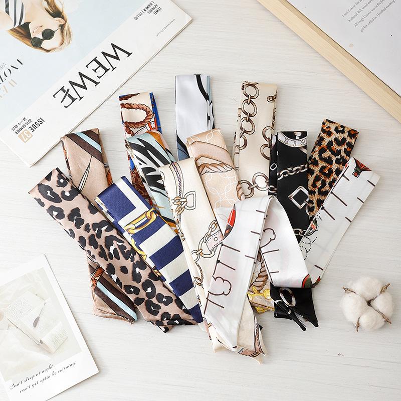 Factory Customized Four Seasons Long Silk Scarf Fashion Bow Ribbon Silk Scarf Long High-Grade Retro Gift