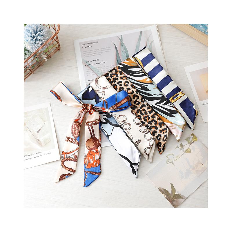 Factory Customized Four Seasons Long Silk Scarf Fashion Bow Ribbon Silk Scarf Long High-Grade Retro Gift