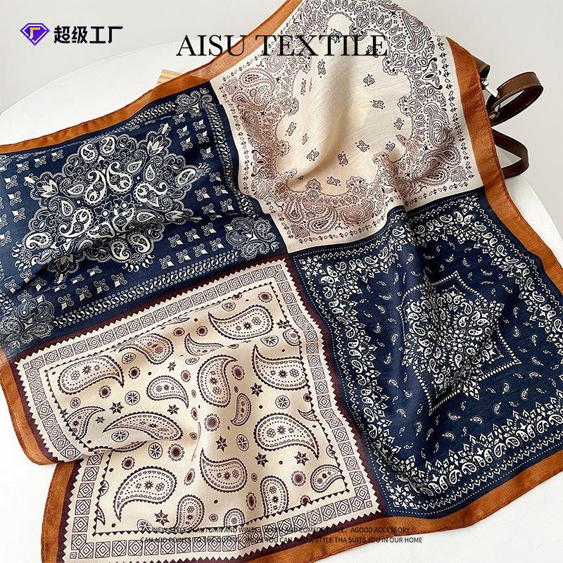 New Herringbone Pattern Cashew Scarf Color Matching Square Scarf Artistic Retro Small Square Scarf Decorative Scarf Breathable Scarf