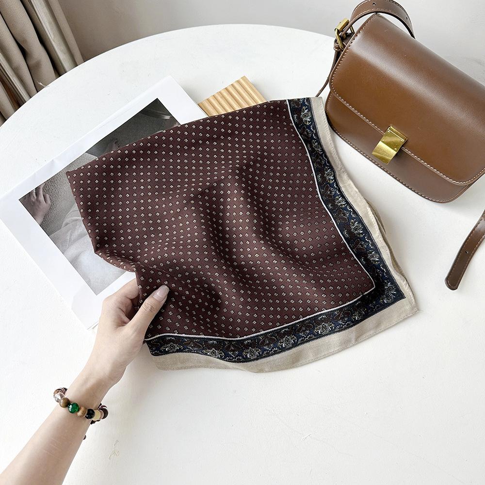New Herringbone Pattern Cashew Scarf Color Matching Square Scarf Artistic Retro Small Square Scarf Decorative Scarf Breathable Scarf