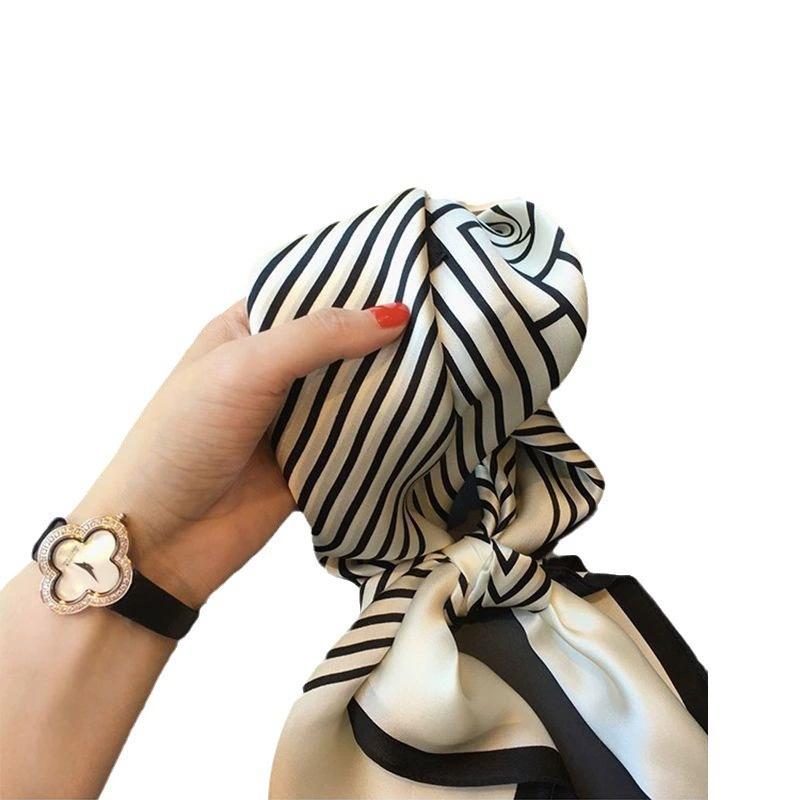 Silk Mulberry Silk Scarf for Women Spring and Summer Oil Painting Style White Birch Forest 70cm Small Square Scarf Decorative Scarf Wholesale