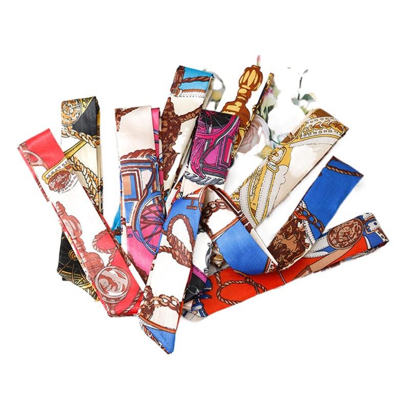 Silk Scarf Wholesale All-Match Tie Bag Gift Box Hand Gift Decoration Silk Scarf Thin Narrow Ribbon Scarf Hair Band Oblique Angle Small Silk Scarf
