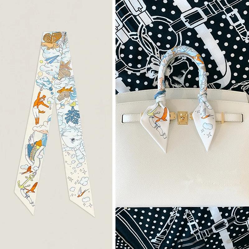 Summer Thin Decorative Handbag Handle Bag Strap Strap Bag Silk Scarf Tie Bag Ribbon Long Ribbon Female Hair Band