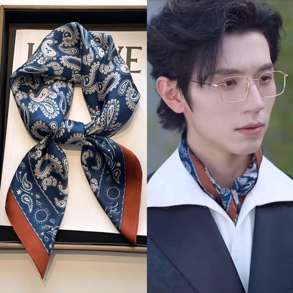 Small Square Scarf Silk Scarf Men's Neck Protection Scarf Business Wear Matching Shirt Thin Scarf 70x70 British Style Scarf