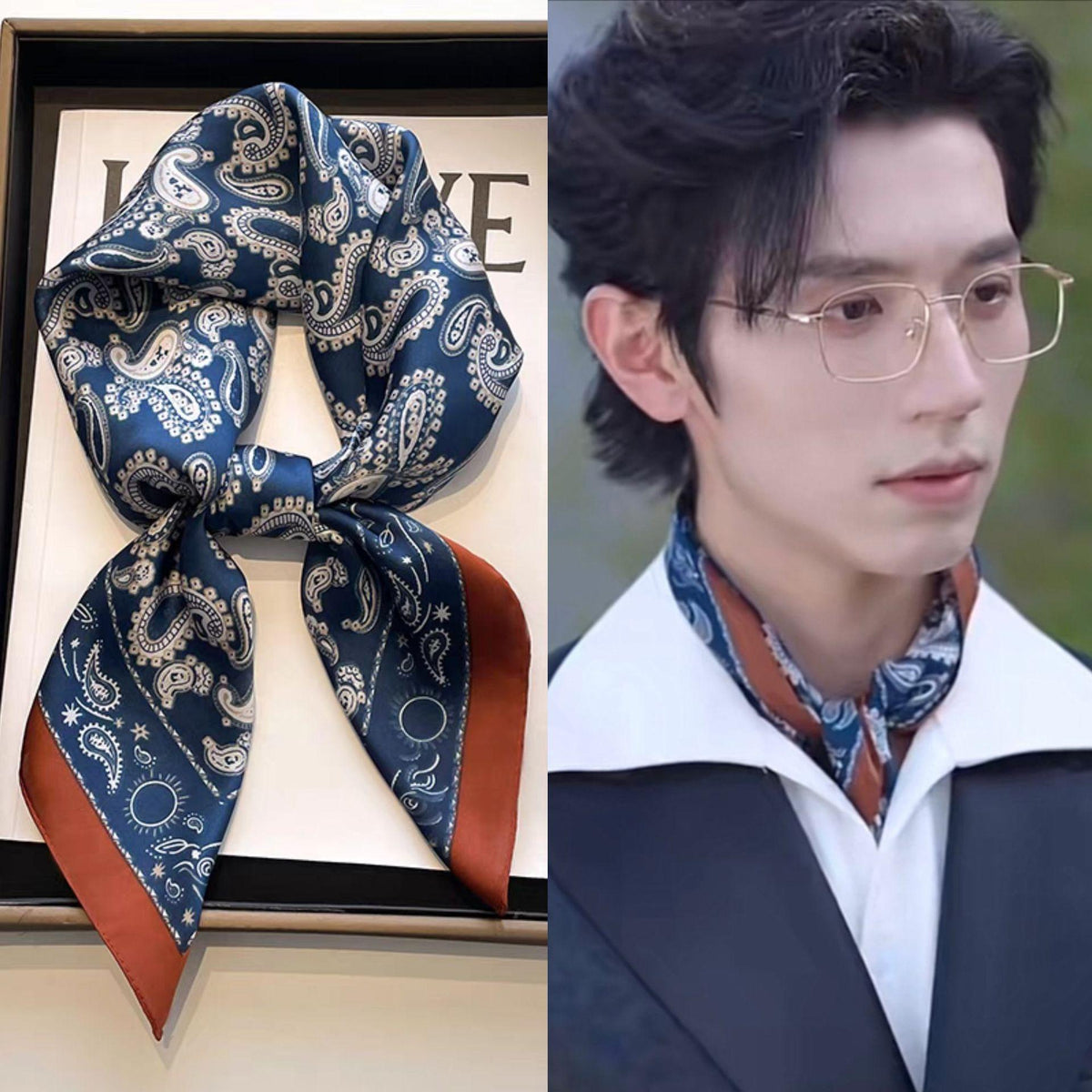 Small Square Scarf Silk Scarf Men's Neck Protection Scarf Business Wear Matching Shirt Thin Scarf 70x70 British Style Scarf