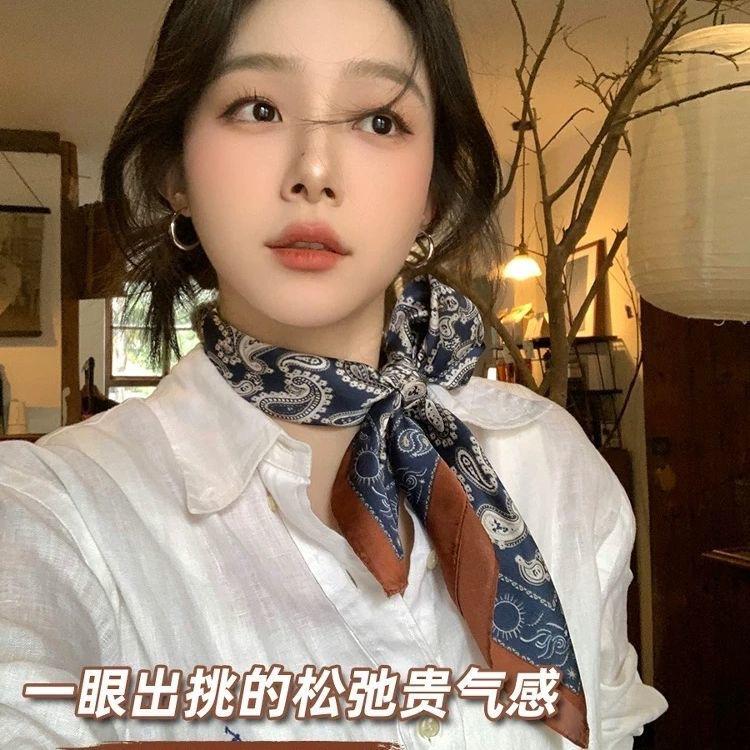 Small Square Scarf Silk Scarf Men's Neck Protection Scarf Business Wear Matching Shirt Thin Scarf 70x70 British Style Scarf