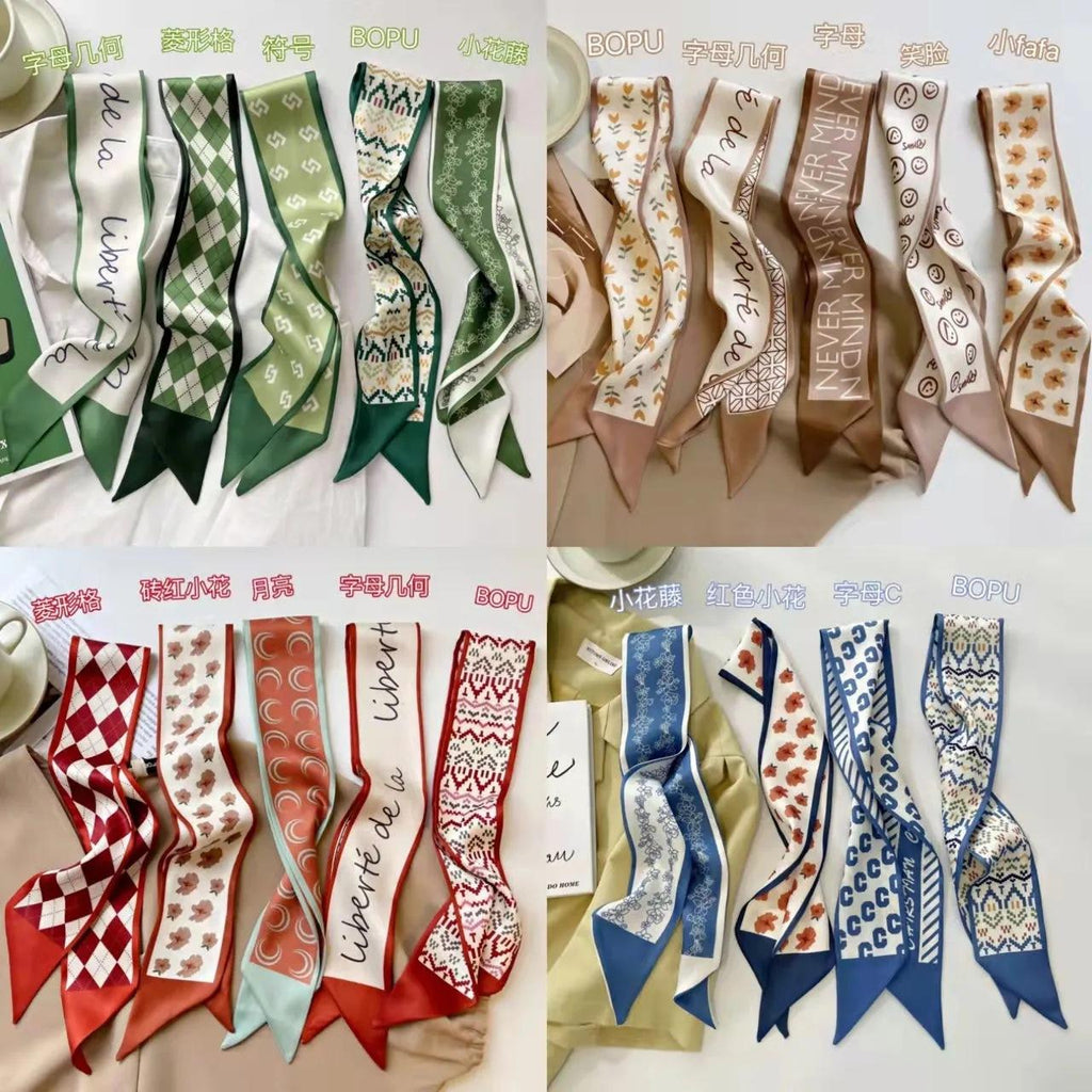 Tie Bag Long Silk Scarf Green Wrapped Bag Hair Band Tie Hair Rope Ribbon Hair Accessories All-Match Headdress Ribbon Headband Wholesale