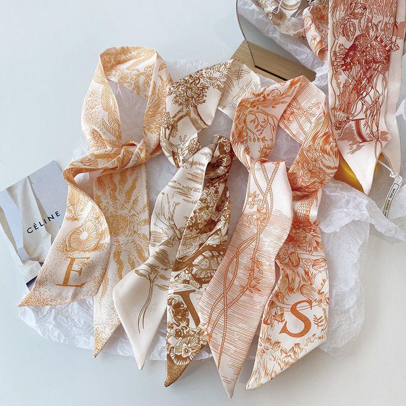 Tie Bag Long Silk Scarf Green Wrapped Bag Hair Band Tie Hair Rope Ribbon Hair Accessories All-Match Headdress Ribbon Headband Wholesale