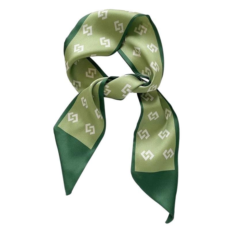 Tie Bag Long Silk Scarf Green Wrapped Bag Hair Band Tie Hair Rope Ribbon Hair Accessories All-Match Headdress Ribbon Headband Wholesale