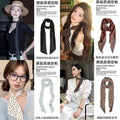Autumn New Polka Dot Leopard Print Long Silk Scarf Women's High-Grade Temperament Ribbon Ribbon Sweet Belt Square Scarf Shawl