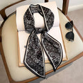 Long Silk Scarf Women's All-Match Small Square Scarf Spring and Autumn Summer Black Neck Scarf Matching Shirt Ribbon Ribbon Tie
