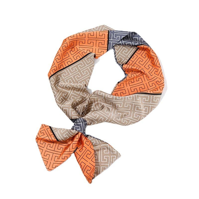 Small Scarf Women's Spring and Autumn Thin Korean Style Versatile Thin Narrow Long Scarf Hair Tie Elegant Square Scarf Suit Shirt Scarf