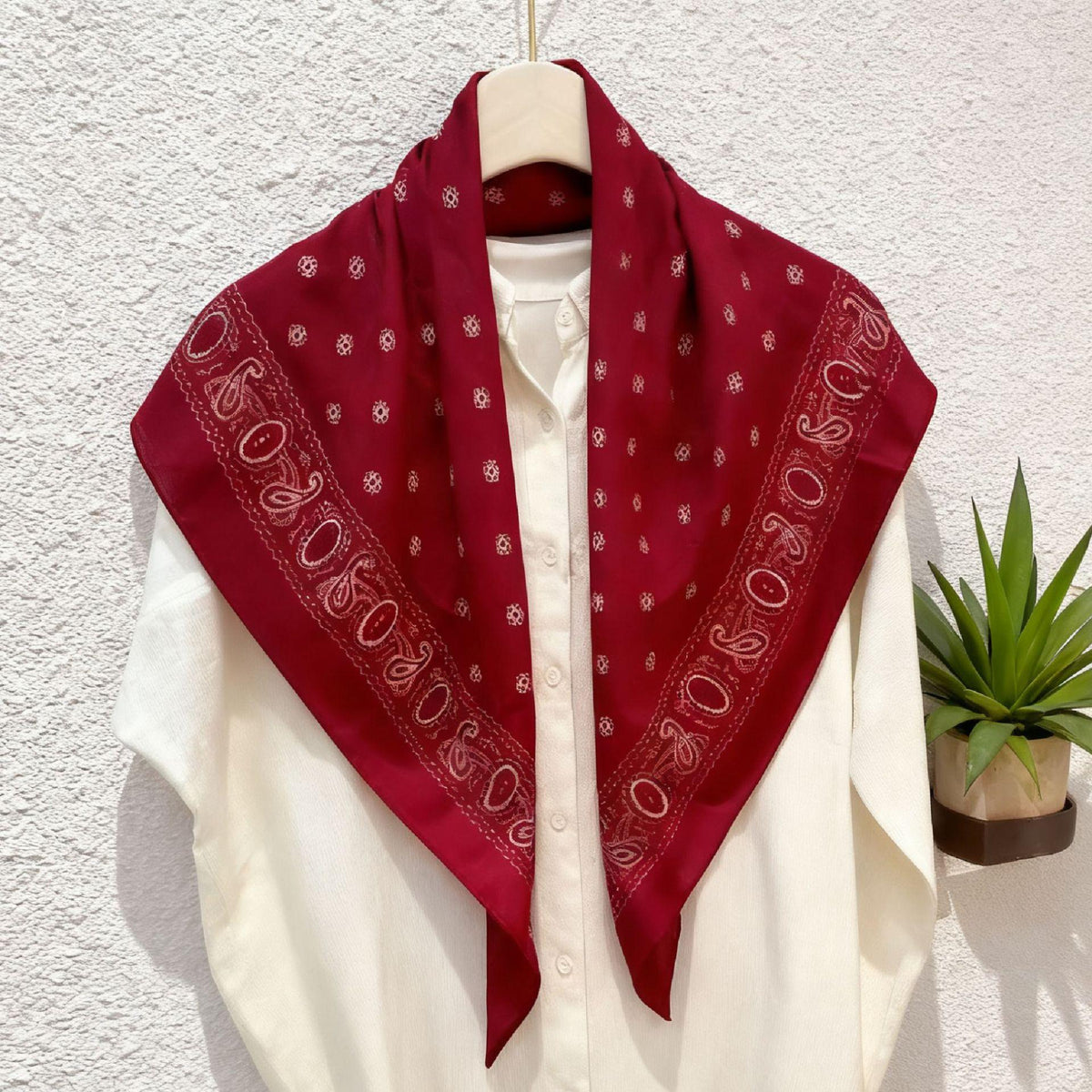 Cashew Flower Double-Sided Brown Small Square Scarf Scarf Scarf with Shirt Shawl Hair Band Tie Bag Cotton and Linen Scarf Fashion