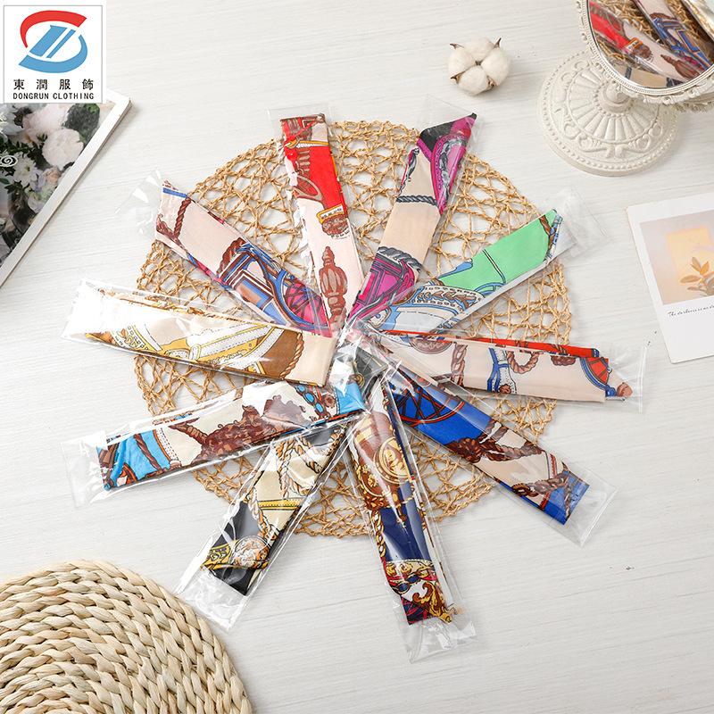 SOURCE Manufacturers Thin Narrow Collar Long Silk Scarf Hand Gift Box Matching Decorative Ribbon Silk Scarf Hair Band
