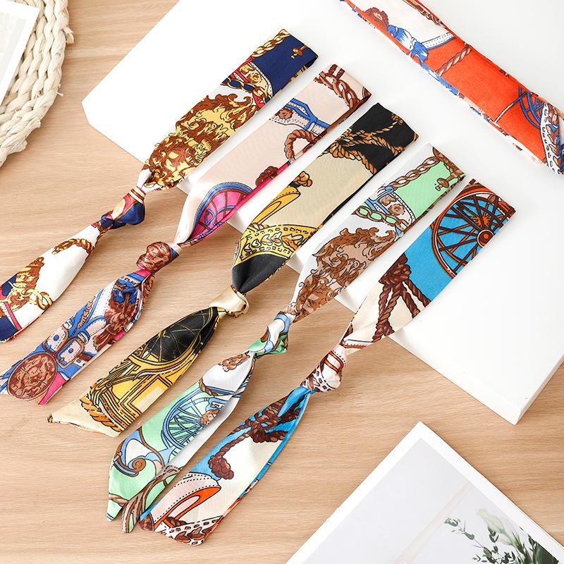 SOURCE Manufacturers Thin Narrow Collar Long Silk Scarf Hand Gift Box Matching Decorative Ribbon Silk Scarf Hair Band