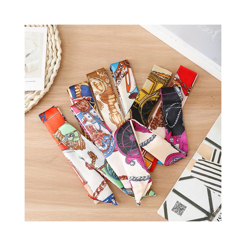 SOURCE Manufacturers Thin Narrow Collar Long Silk Scarf Hand Gift Box Matching Decorative Ribbon Silk Scarf Hair Band