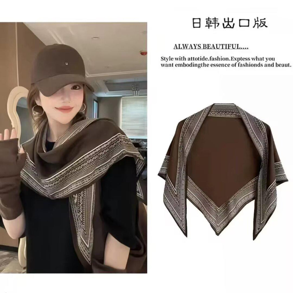 2026 New Artificial Silk Triangle Scarf Women's Thin Shawl Spring and Autumn Versatile Scarf High Sense Scarf Light Luxury Scarf