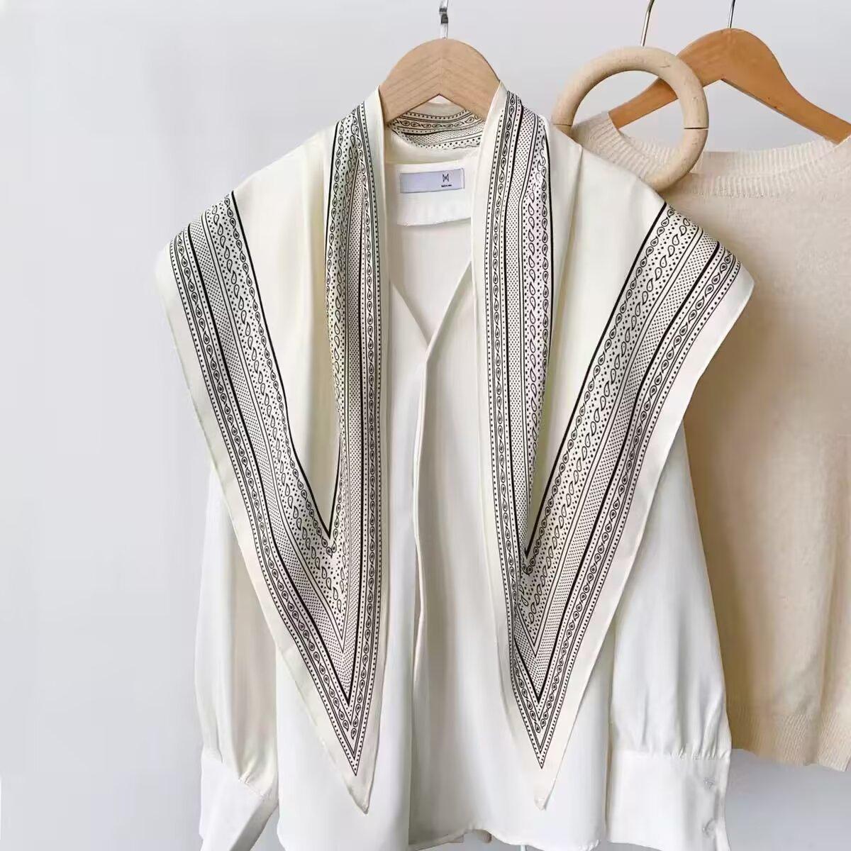 2026 New Artificial Silk Triangle Scarf Women's Thin Shawl Spring and Autumn Versatile Scarf High Sense Scarf Light Luxury Scarf