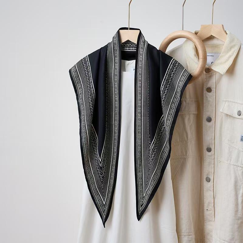2026 New Artificial Silk Triangle Scarf Women's Thin Shawl Spring and Autumn Versatile Scarf High Sense Scarf Light Luxury Scarf