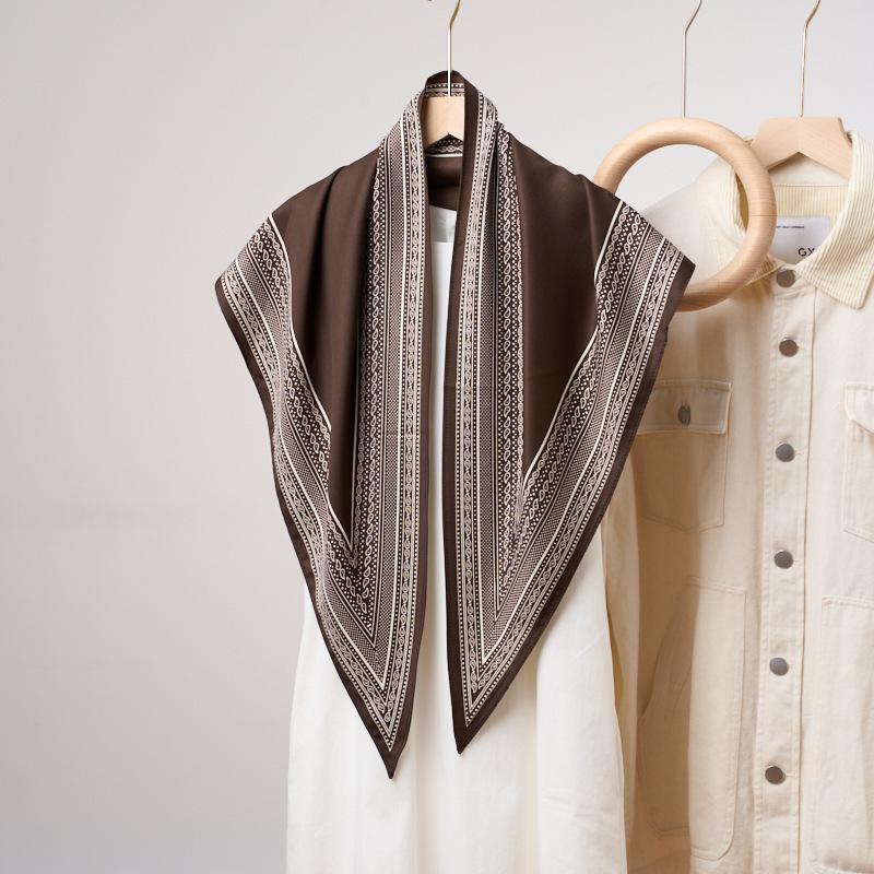 2026 New Artificial Silk Triangle Scarf Women's Thin Shawl Spring and Autumn Versatile Scarf High Sense Scarf Light Luxury Scarf