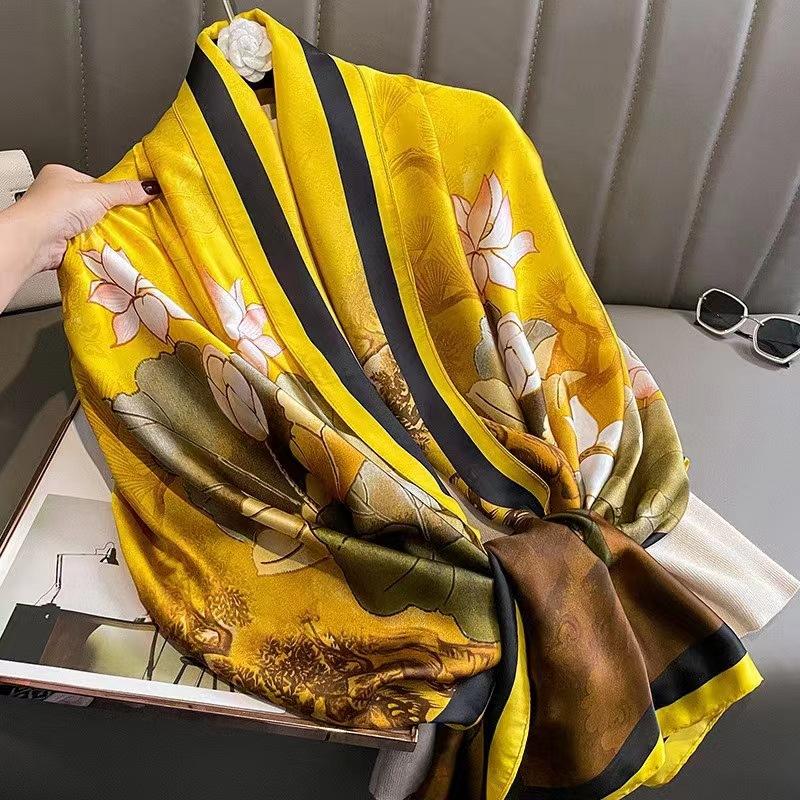 2025 New Li Jin Satin Scarf Women's Spring and Autumn Fashionable Korean Style Elegant All-Match Hangzhou Silk Scarf Shawl