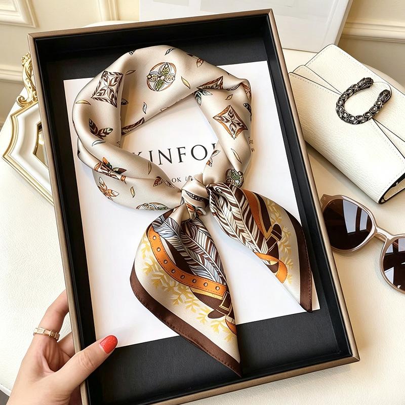 70 Artificial Silk Scarf Square Scarf Women's Korean-Style Fashion Letter Printing Small Square Scarf Workplace Decorative Scarf Scarf Wholesale