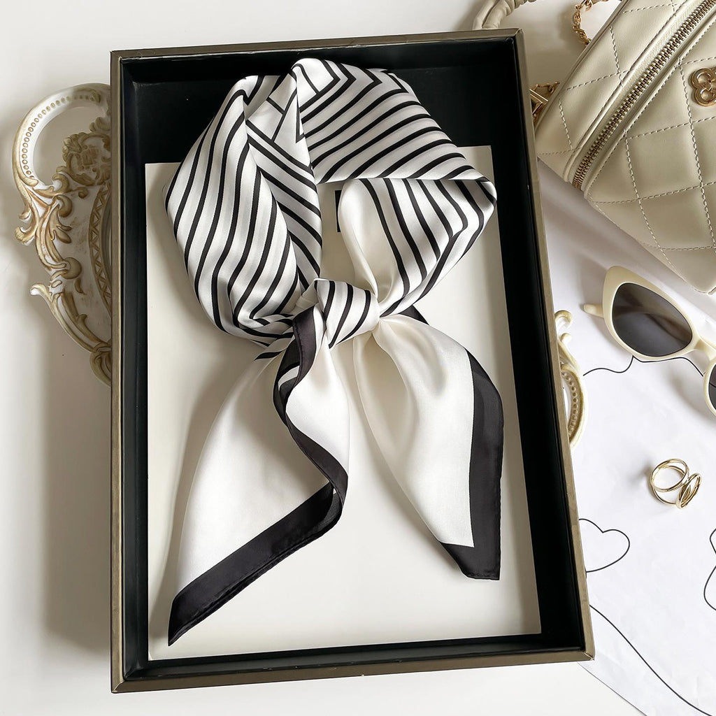 70 Artificial Silk Scarf Square Scarf Women's Korean-Style Fashion Letter Printing Small Square Scarf Workplace Decorative Scarf Scarf Wholesale
