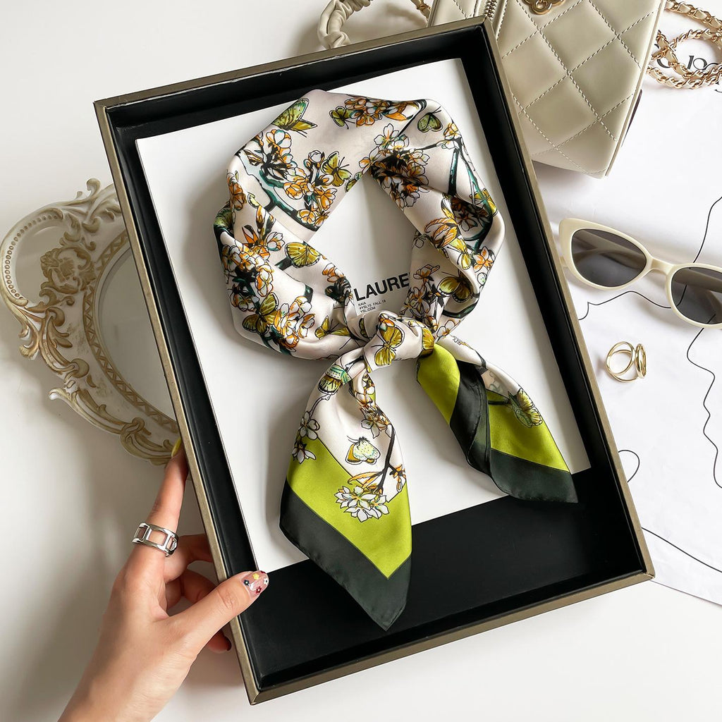 70 Artificial Silk Scarf Square Scarf Women's Korean-Style Fashion Letter Printing Small Square Scarf Workplace Decorative Scarf Scarf Wholesale