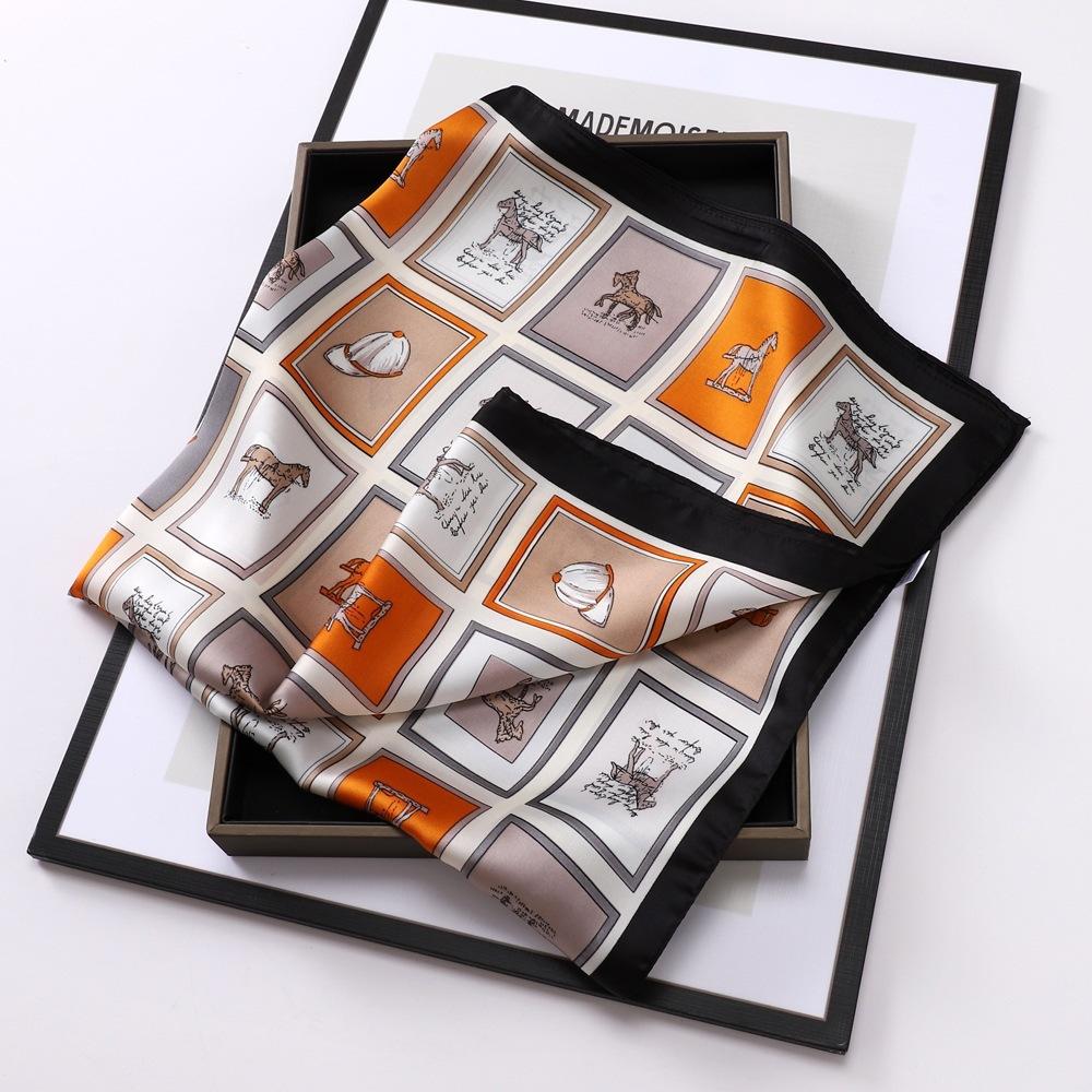 70 Artificial Silk Scarf Square Scarf Women's Korean-Style Fashion Letter Printing Small Square Scarf Workplace Decorative Scarf Scarf Wholesale