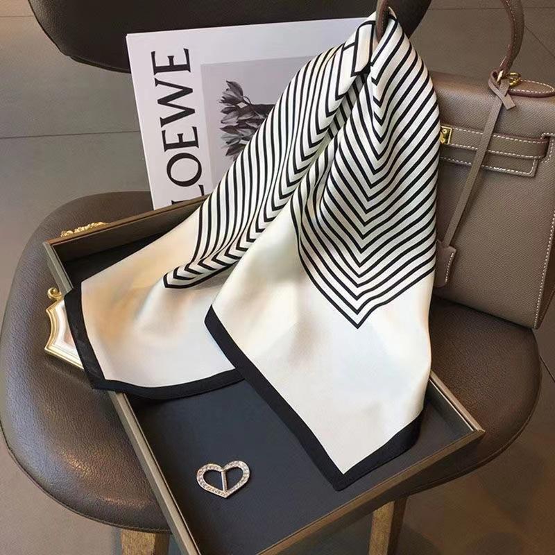 New 70 * 70cm Korean Style Small Square Scarf Women's Silk Scarf Spring and Summer Thin Sun Protection Scarf Neck Protection Tie Bag Hair Band All-Matching