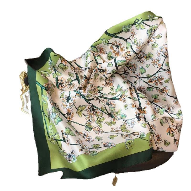 New 70 * 70cm Korean Style Small Square Scarf Women's Silk Scarf Spring and Summer Thin Sun Protection Scarf Neck Protection Tie Bag Hair Band All-Matching