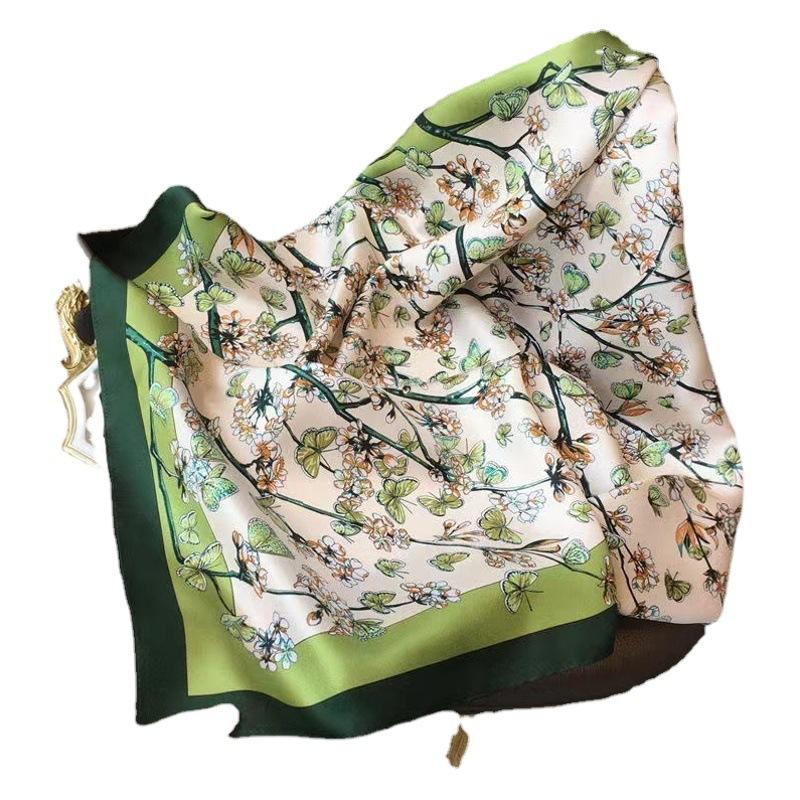 New 70 * 70cm Korean Style Small Square Scarf Women's Silk Scarf Spring and Summer Thin Sun Protection Scarf Neck Protection Tie Bag Hair Band All-Matching