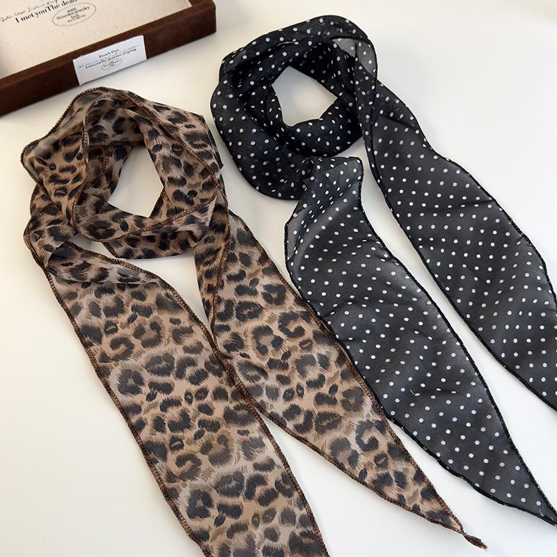 Pure Desire Style Sexy Leopard Print Polka Dot Scarf Spring and Summer New Versatile Fashion Niche High Sense Can Be Used as Belt Scarf