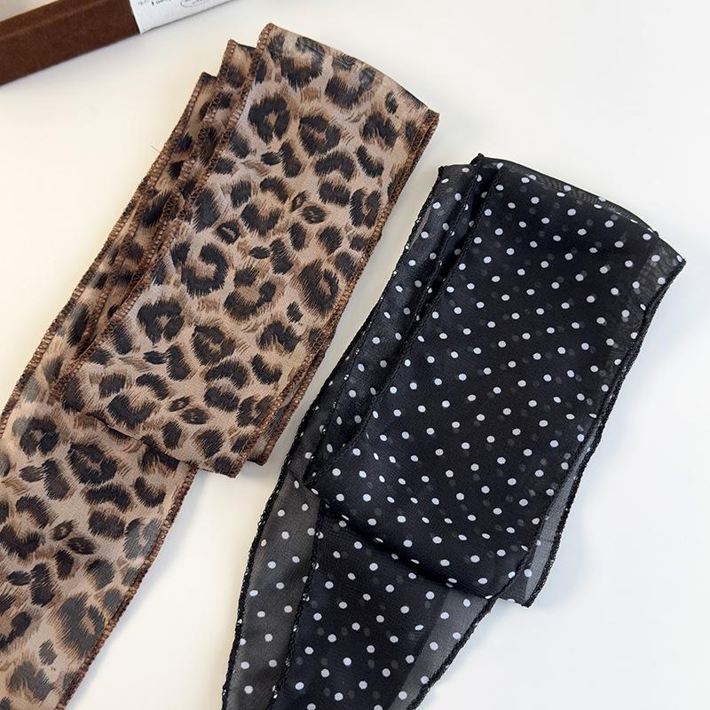 Pure Desire Style Sexy Leopard Print Polka Dot Scarf Spring and Summer New Versatile Fashion Niche High Sense Can Be Used as Belt Scarf