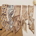 French Style High-Grade Coffee Color Scarf Simple Elegant Long Neck Scarf Multi-Functional Hair Tie Bag Small Ribbon