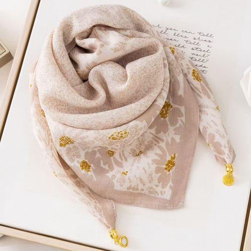 2026 New Warm Square Scarf Magnetic Suction Buckle Triangle Scarf Cotton Scarf for Women Spring Autumn and Winter Western Style Scarf Elegant All-Match