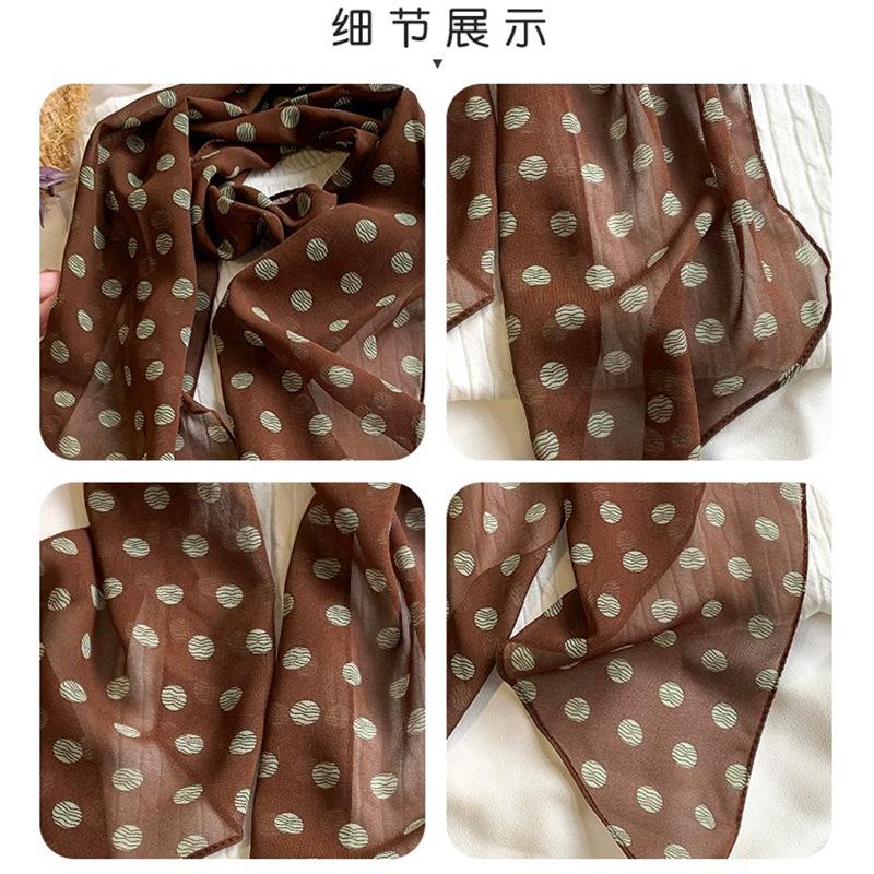 Black Polka Dot Scarf Neck Hair Band High Sense 2025 New Long Scarf Spring and Summer Thin Decorative Ribbon for Women