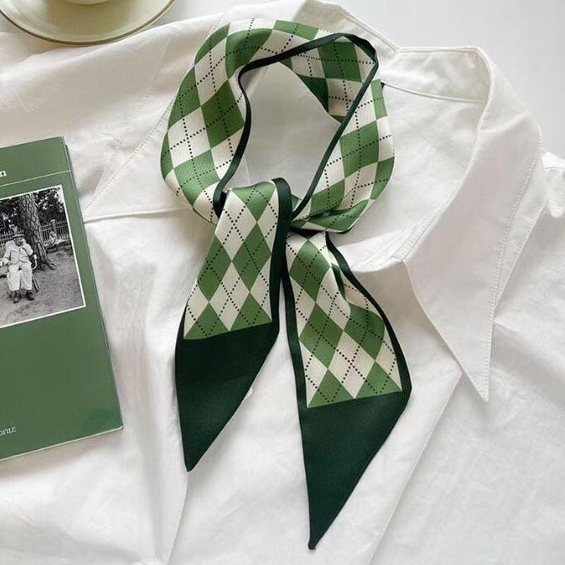 High-Grade All-Match Silk Scarf Small Strip Series Silk Scarf Tie Hair Band Decorative Small Scarf Double-Sided Printing Ribbon