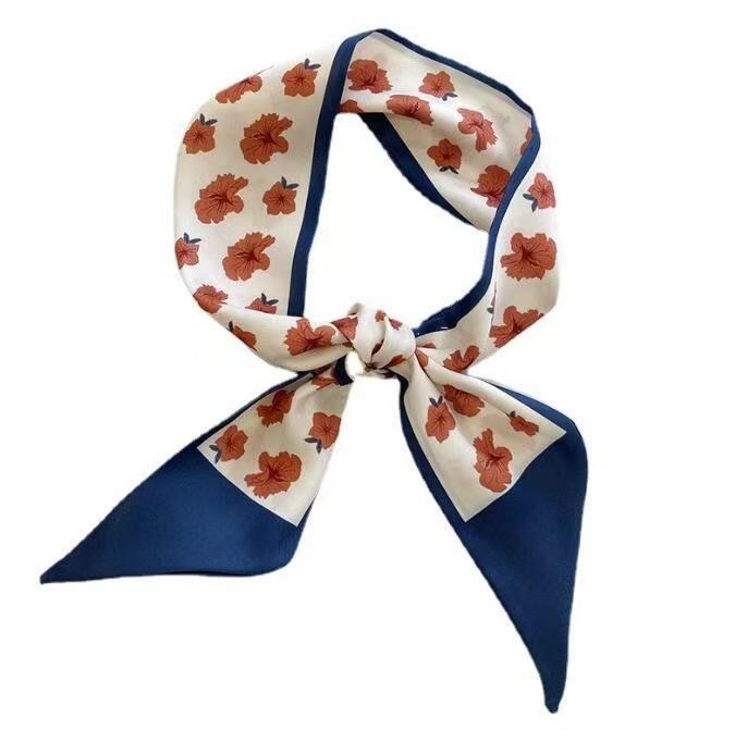 High-Grade All-Match Silk Scarf Small Strip Series Silk Scarf Tie Hair Band Decorative Small Scarf Double-Sided Printing Ribbon