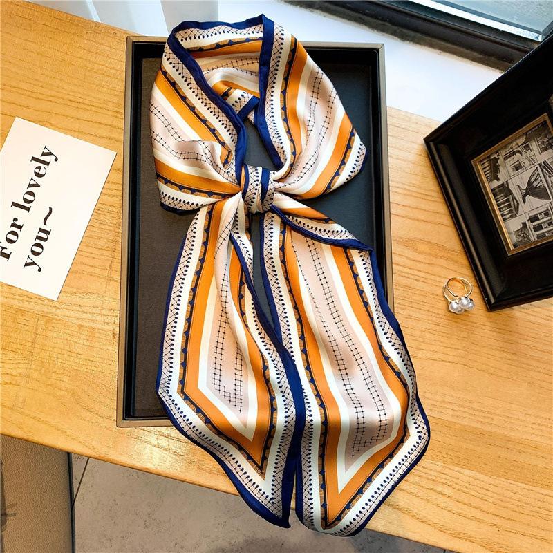 New Women's Silk Scarf Elegant Spring and Autumn Long All-Match Ribbon Thin Shirt Suit with Double Korean Style Tie Towel