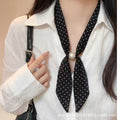 Gentle and Intelligent Korean Style Black Polka Dot Silk Scarf Beaded Necklace Neck Women's Niche High-End Design Accessories