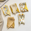 New White Yellow Small Scarf Spring and Summer All-Match Long Bandage Hair Ribbon Double-Sided Printed Scarf Decoration