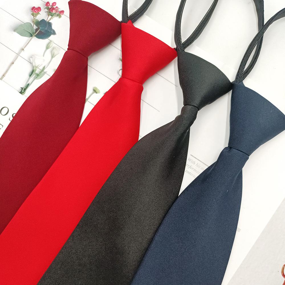 Professional Workwear Solid Color Tie for Men and Women 8cm Formal Wear Business Red Black Tie Hand Style/Zipper Style