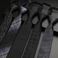 Tie Men's Formal Wear Business Wedding Groom Shirt Professional Student Black Gray 6cm Knot-Free Zipper Lazy