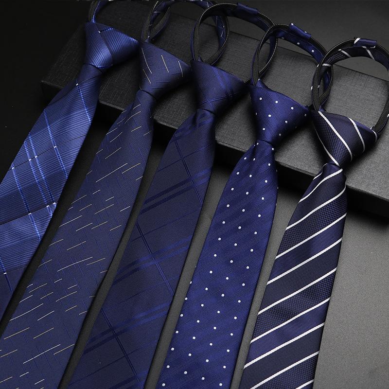 Tie Men's Formal Wear Business Wedding Groom Shirt Professional Student Black Gray 6cm Knot-Free Zipper Lazy
