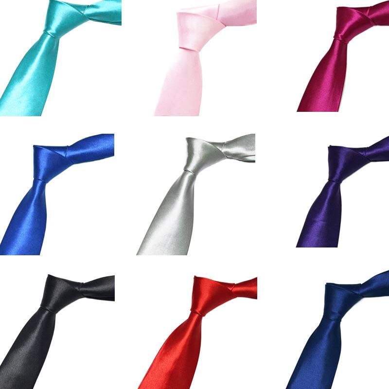 Factory Promotion 8cm Wide Hand Tie Men's Polyester Glossy Printing Business Wholesale Tie Solid Color